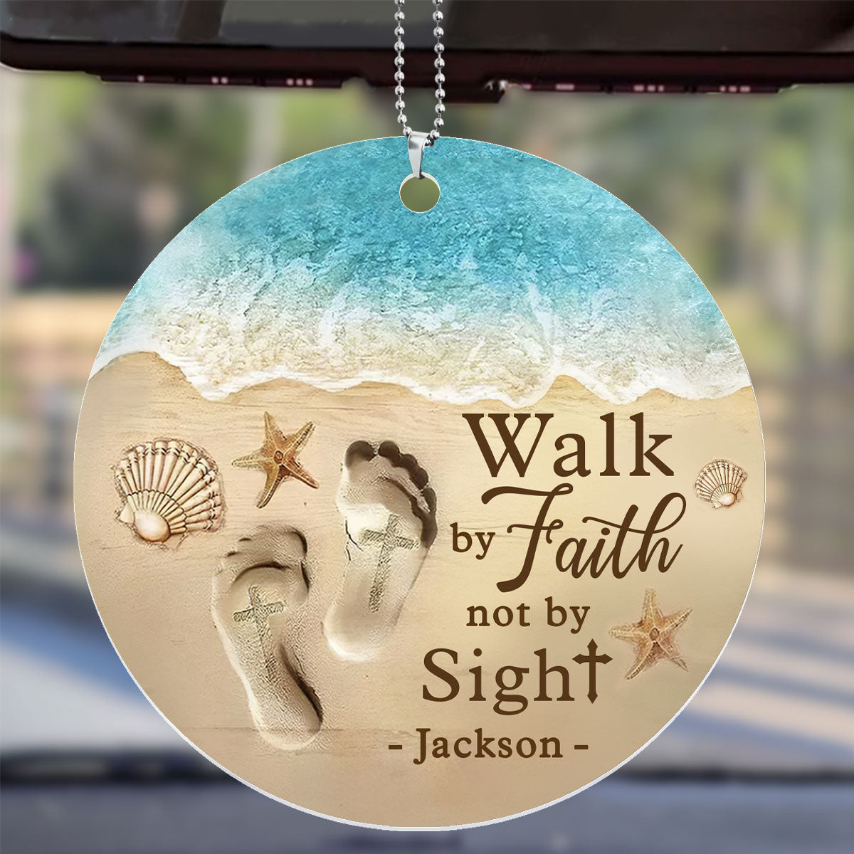 Walk By Faith Not By Sight - Personalized 1-Side Car Acrylic Hanging Ornament