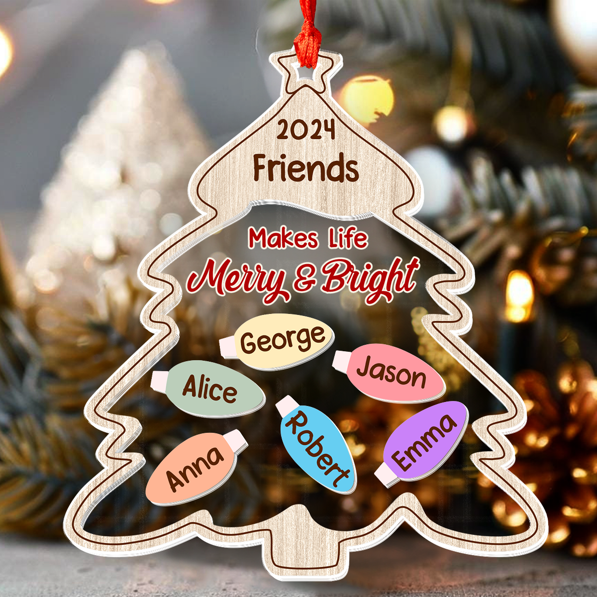 Family Makes Life Merry And Bright - Personalized 3 Layered Christmas Shaker Ornament FCCSOLETN2754M
