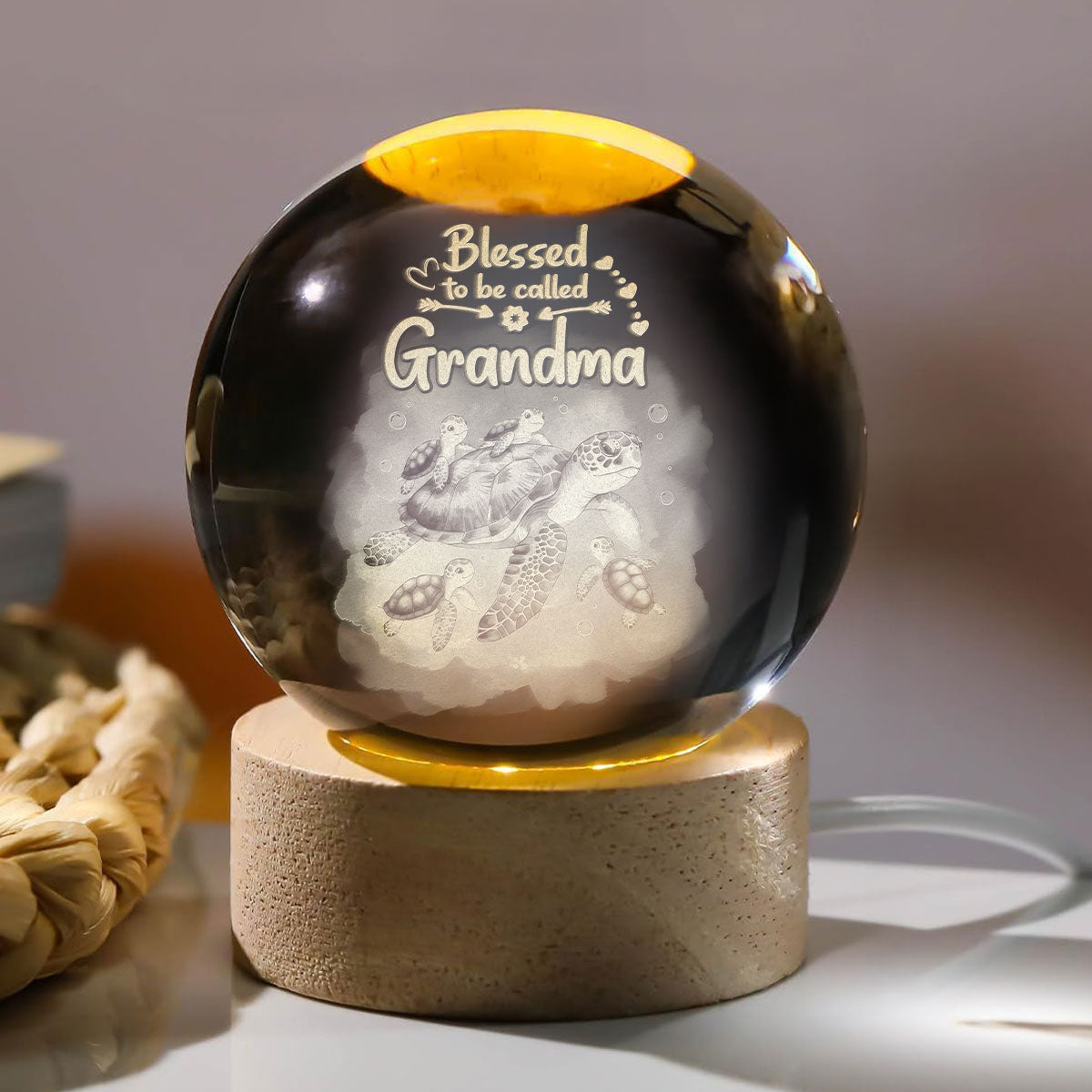 Blessed To Be Called Grandma - Wooden Base Crystal Lamp