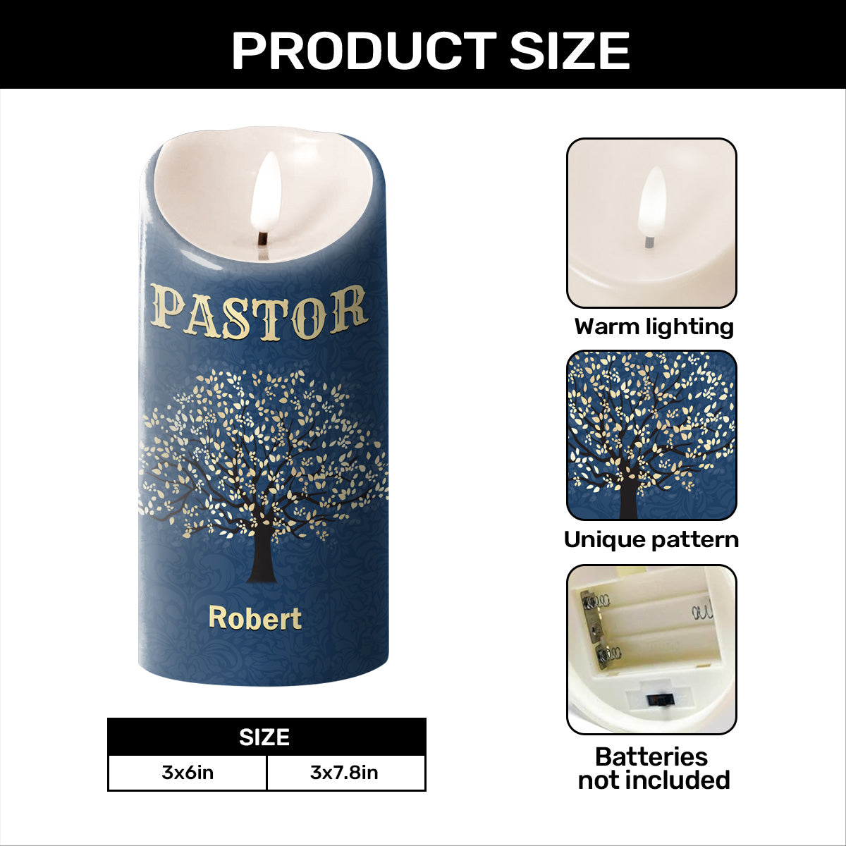 Pastor Appreciation - Personalized Flameless LED Candle