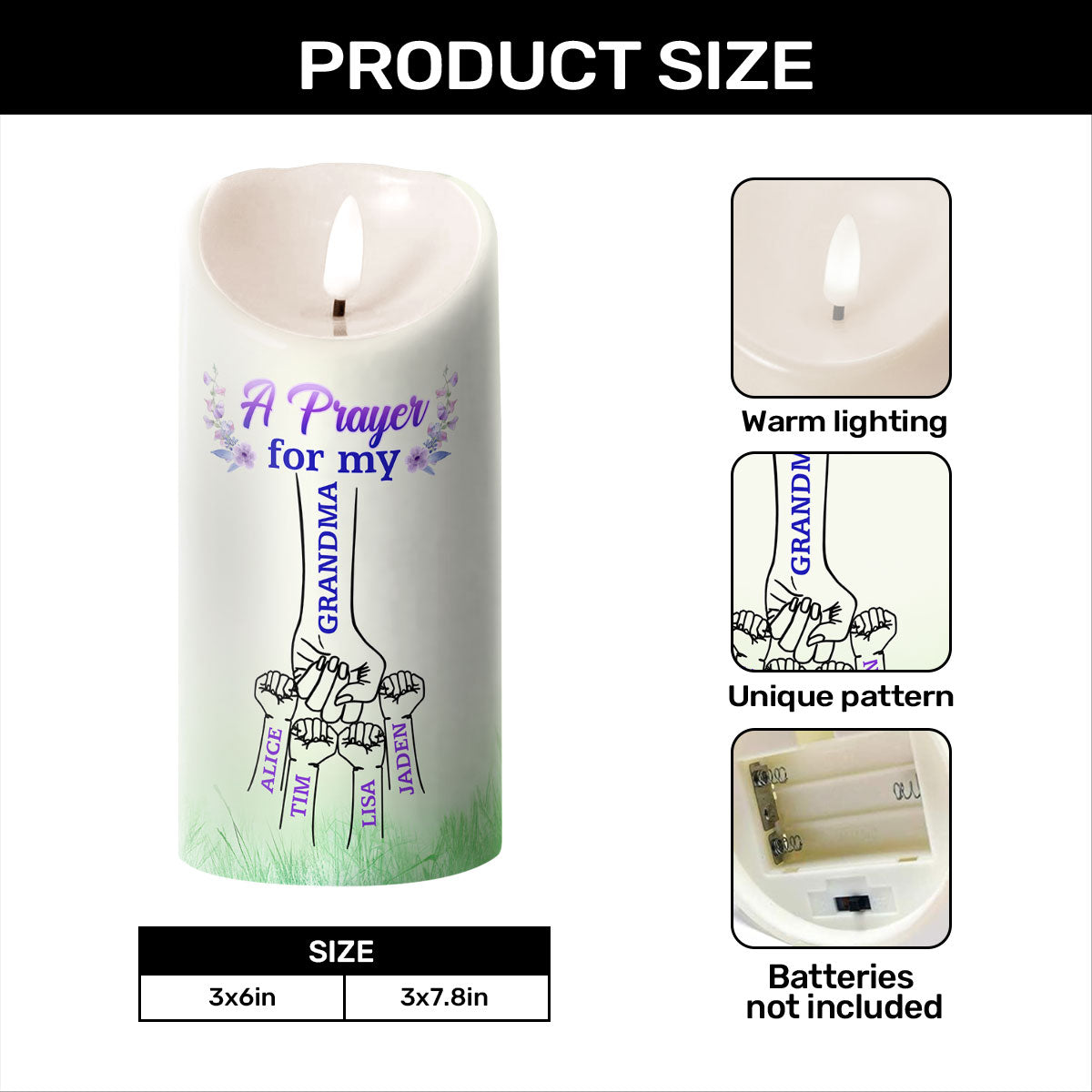 A Prayer For My Mom/Grandma/Aunt - Personalized Flameless LED Candle