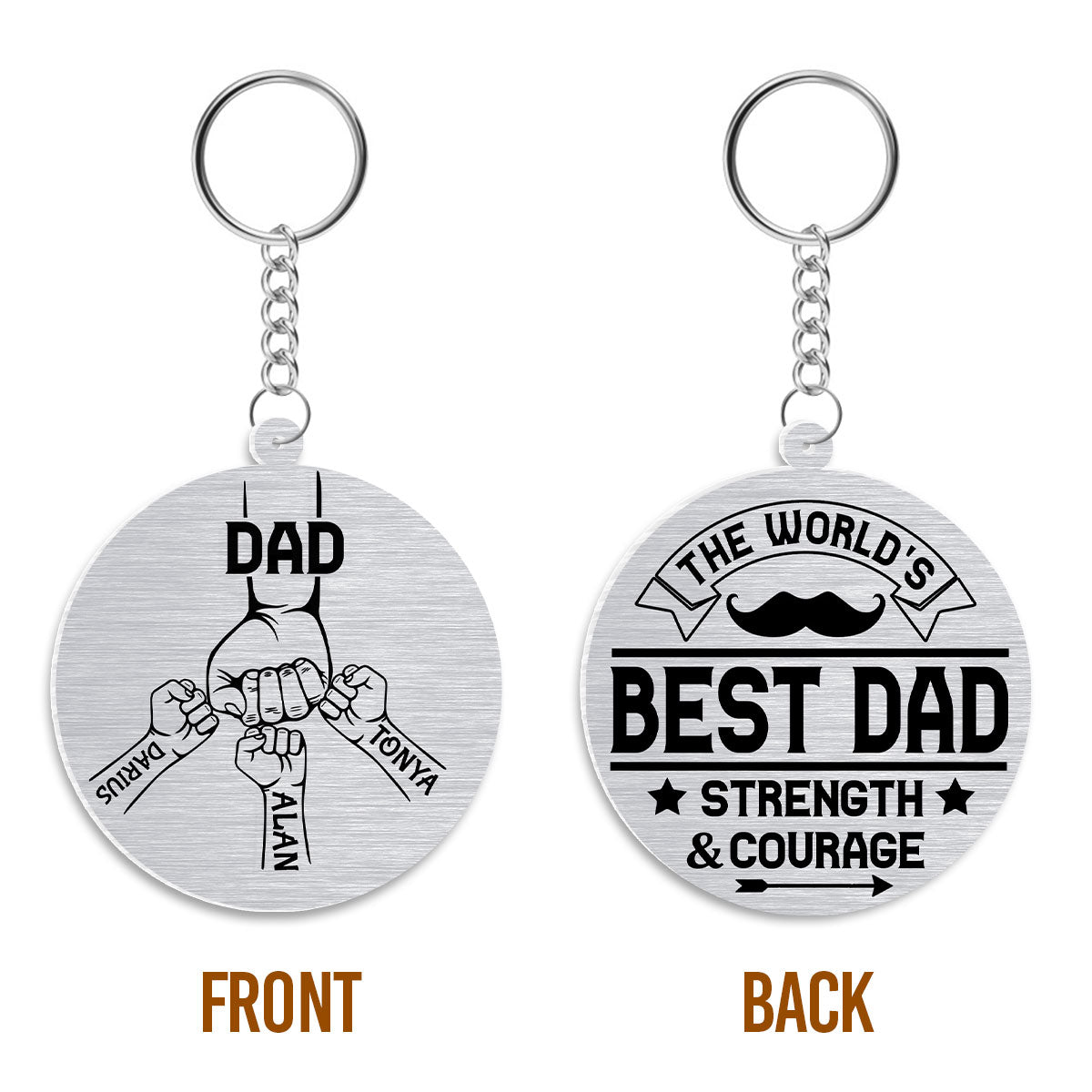 The World's Best Dad Strength And Courage - Personalized Acrylic Keychain FCKCM1061