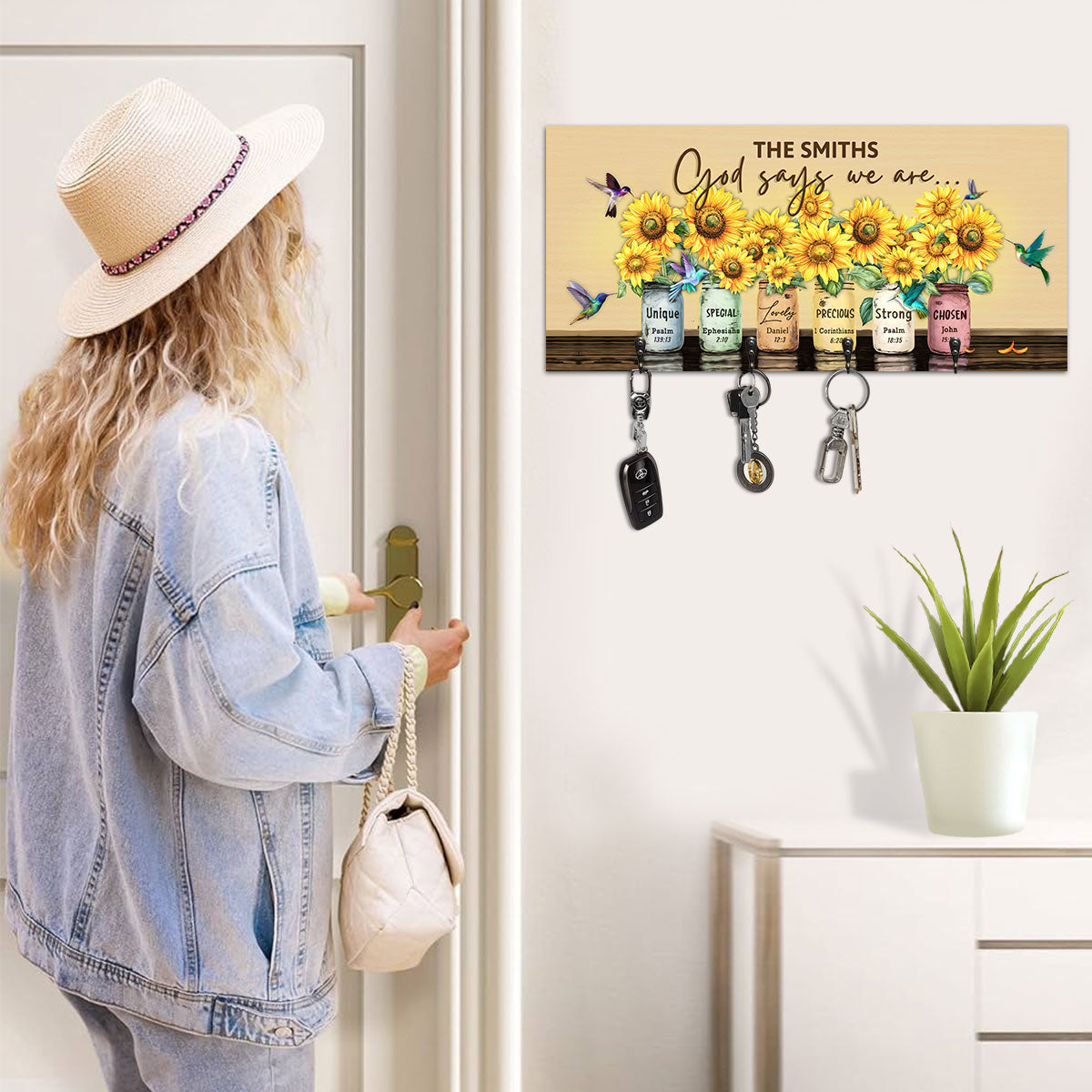 Sunflower God Says We Are - Personalized Key Holder FCUWKHCSLEPA1615L