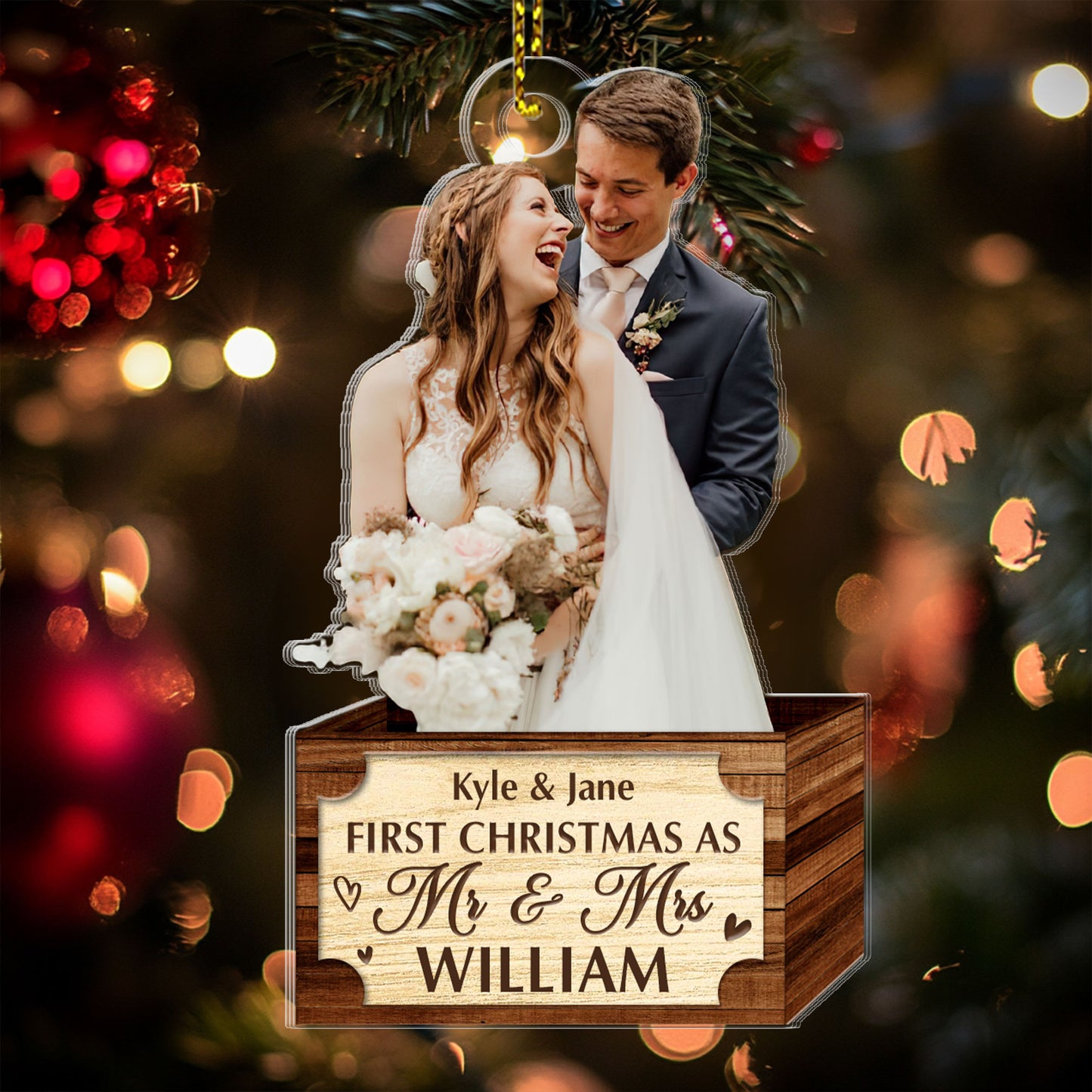 First Christmas Married Couple - Personalized 1-Side Acrylic Ornament FCACOLEHA2269TA