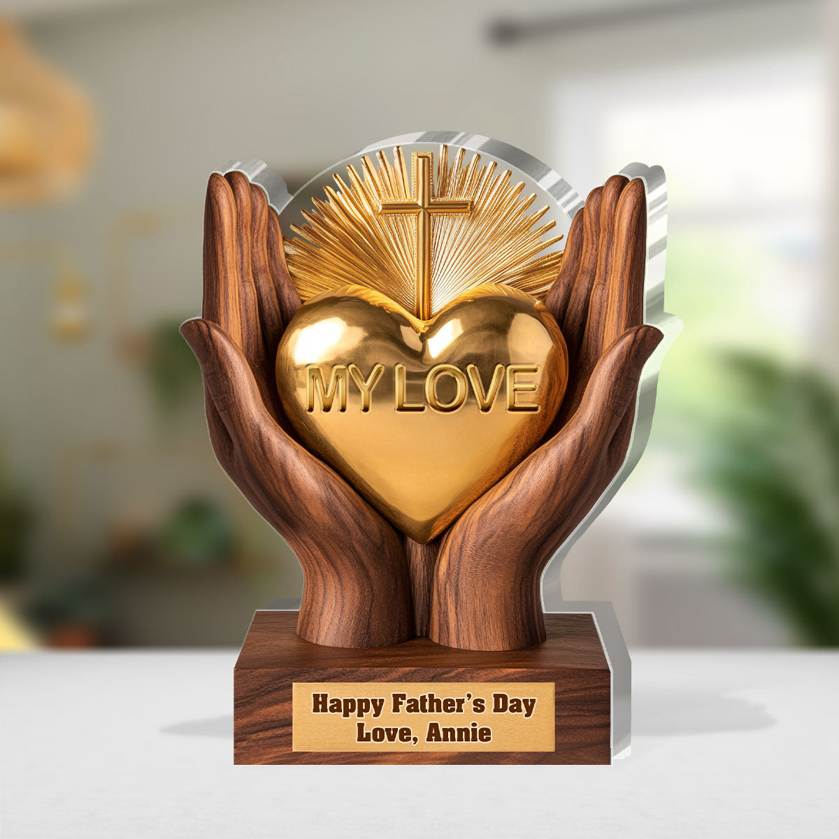 Dad In Our Hearts - Personalized Custom Shaped Squared Acrylic Plaque