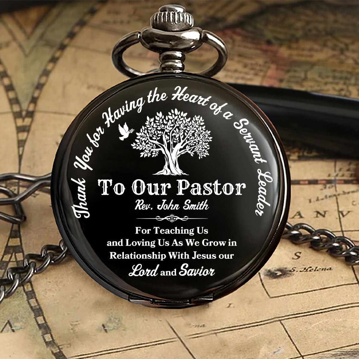 With Jesus Pastor - Personalized Pocket Watch