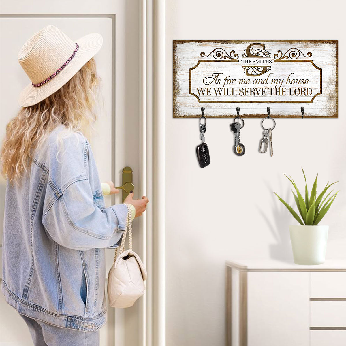 As For Me And My House We Will Served The Lord - Personalized Key Holder FCUWKHCSLEN1622M