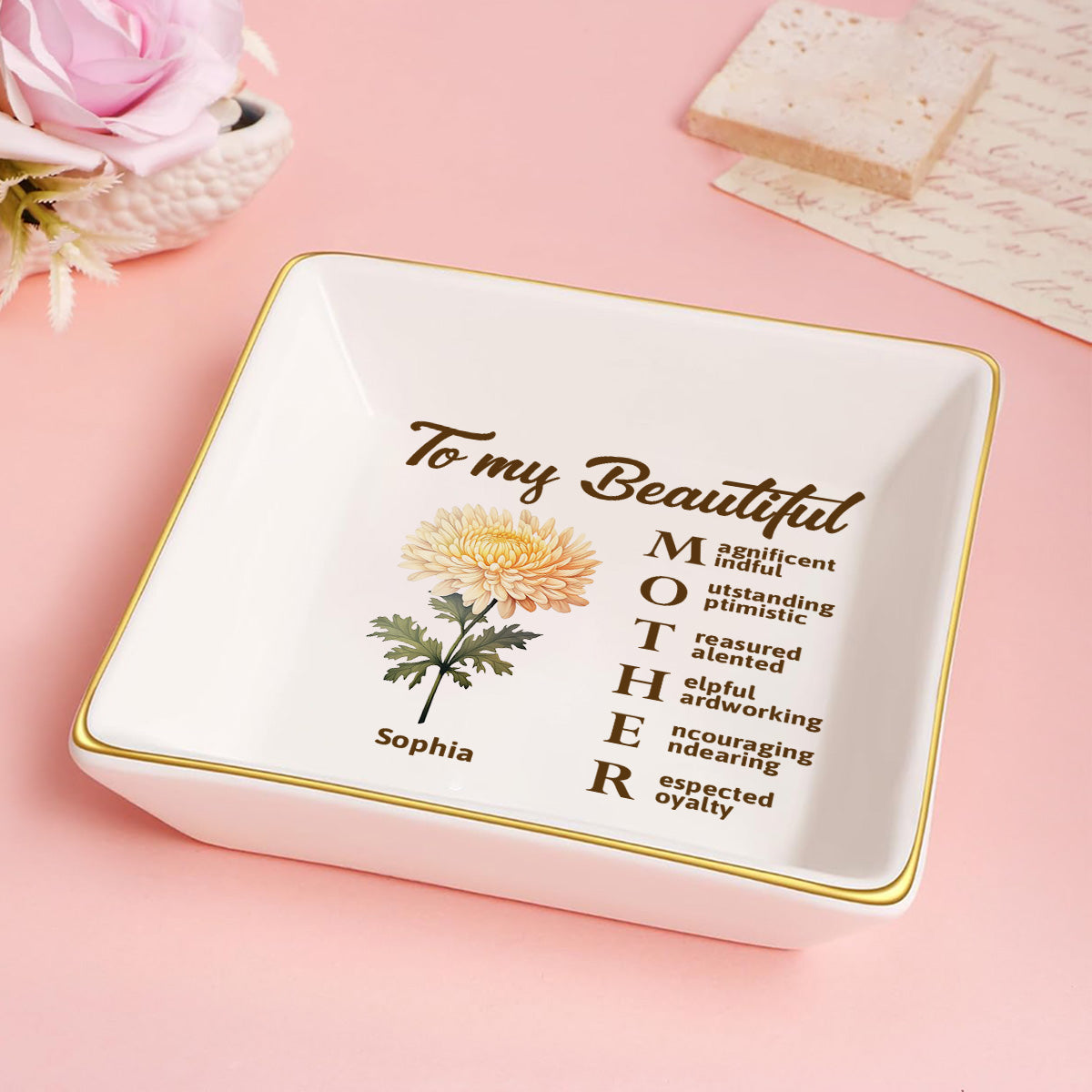 To My Beautiful Mother - Personalized Jewelry Dish