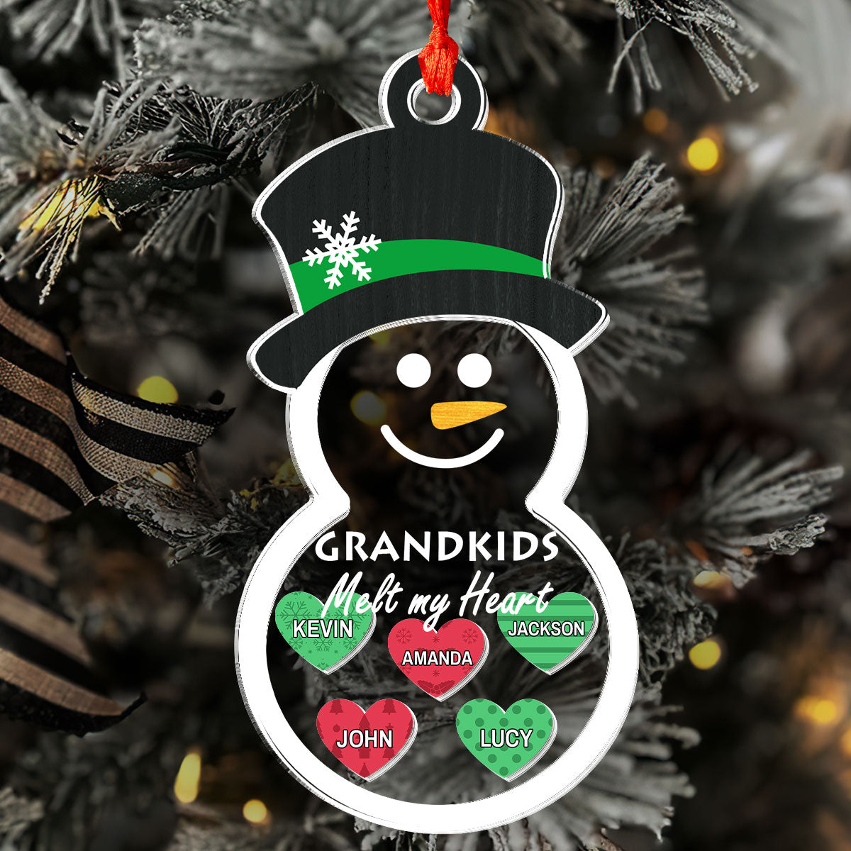 Grandkids Melt My Heart - Personalized 3 Layered Christmas Shaker Ornament FCCSOLEHA2757TA