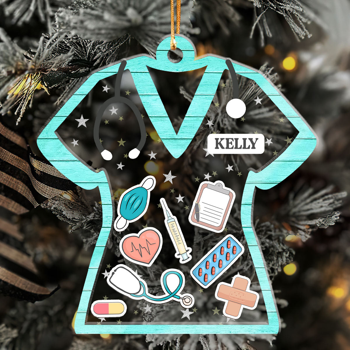 Nurse Christmas 2024 - Personalized 3 Layered Christmas Shaker Ornament FCCSOLEHA2482M
