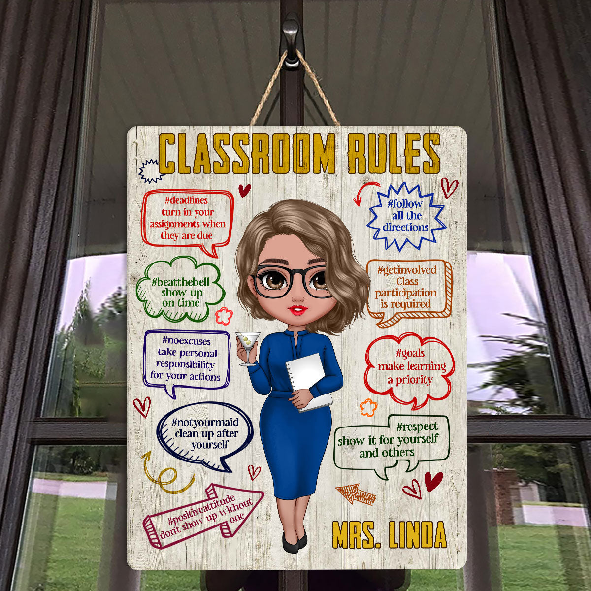 Classroom Rules - Personalized Wooden Sign FCDSTH806D