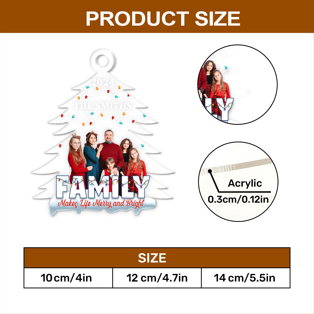 Family Makes Life Merry and Bright Christmas Tree - Personalized 1-Side Acrylic Ornament FCACOLEHA2727D