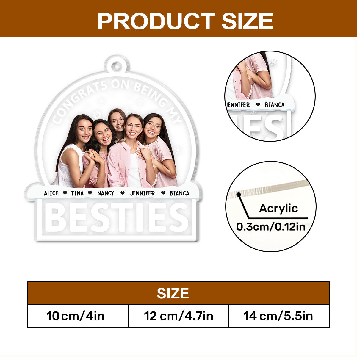 Congrats On Being My Besties - Personalized 1-Side Acrylic Ornament FCACOLETN2783D