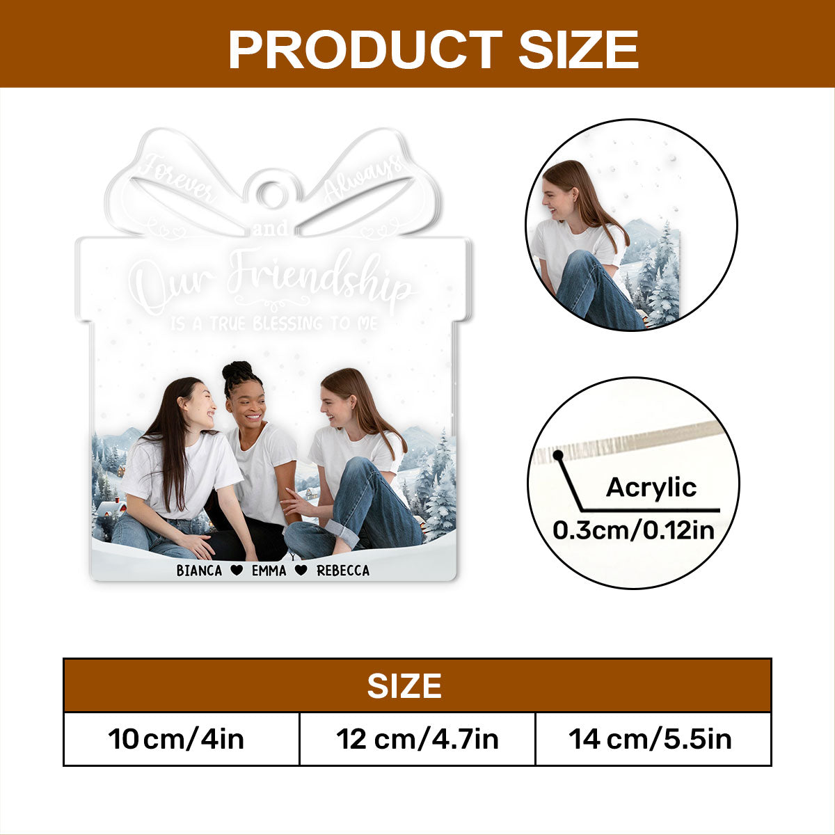 Our Friendship Is A True Blessing To Me - Personalized 1-Side Acrylic Ornament FCACOLETN2800L