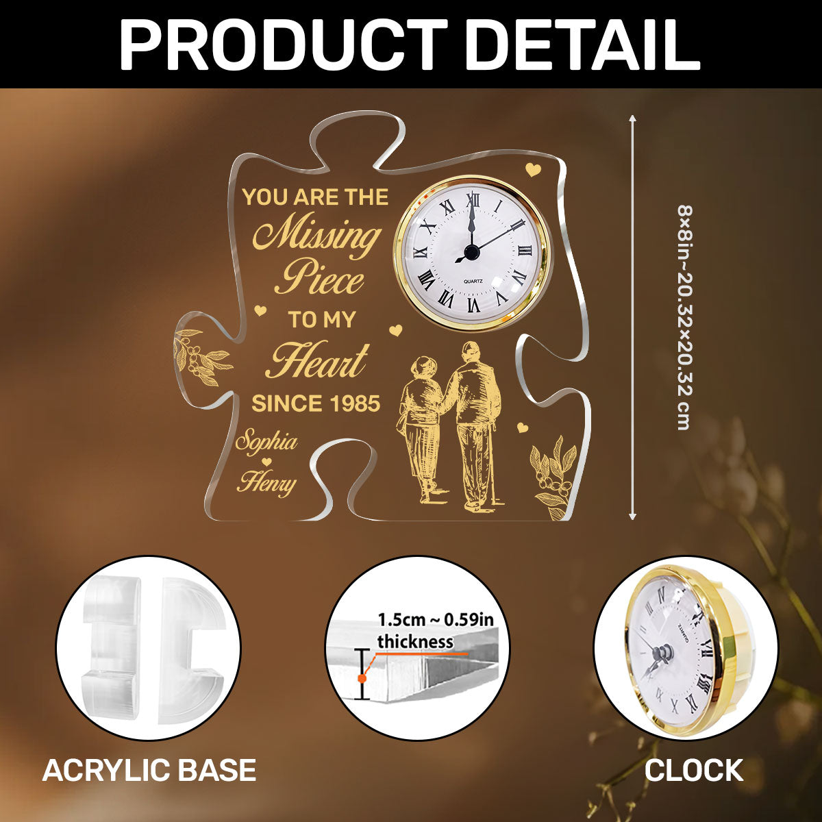 You Are The Missing Piece To My Heart - Personalized Acrylic Desk Clock