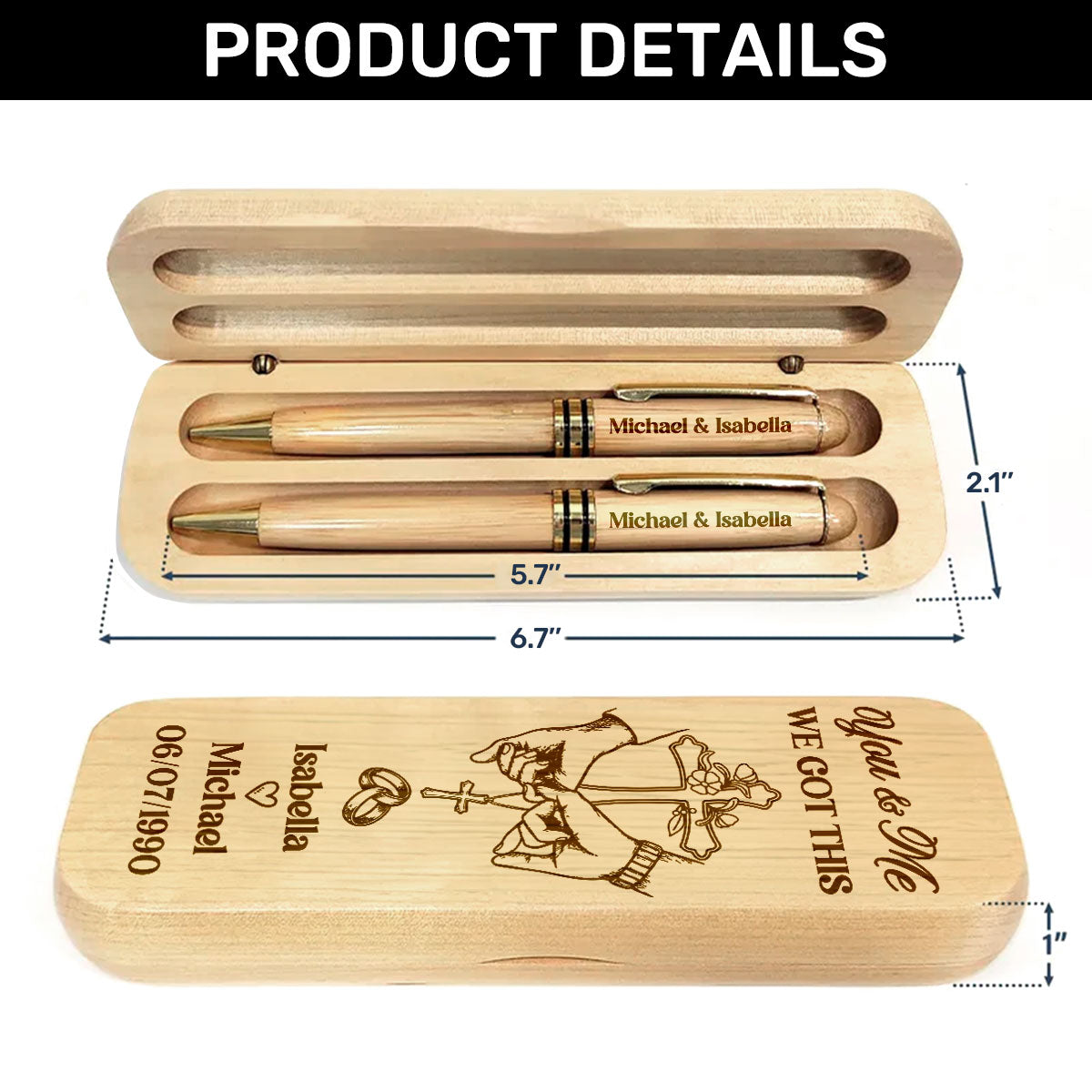 You & Me We Got This - Personalized Wooden Pen Set