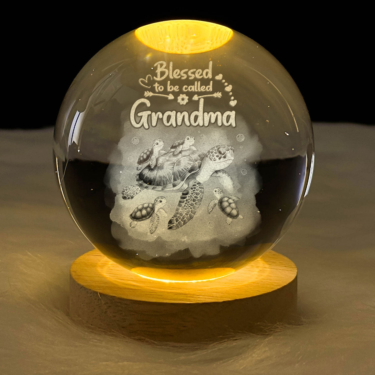 Blessed To Be Called Grandma - Wooden Base Crystal Lamp