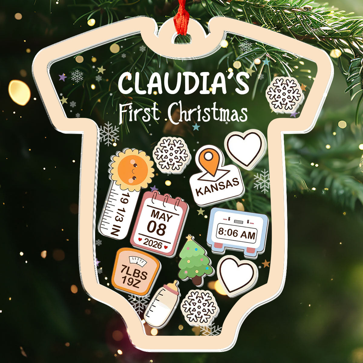 Baby 1st Christmas - Personalized 3 Layered Christmas Shaker Ornament FCCSOLEHA2160L