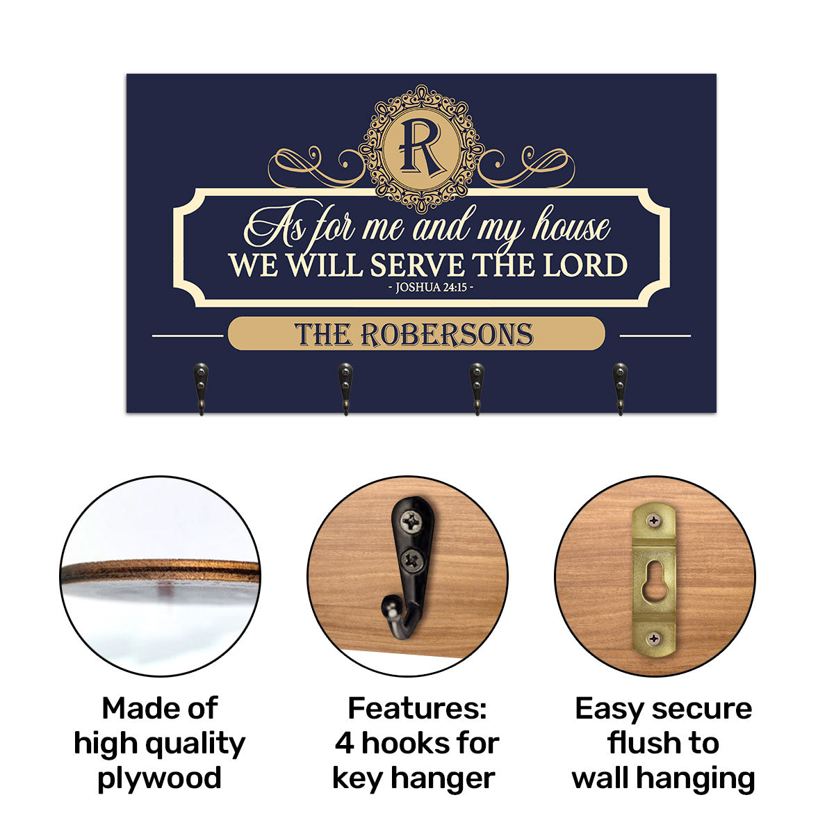 As For Me And My House We Will Serve The Lord - Personalized Key Holder FCUWKHCSLEH1740M
