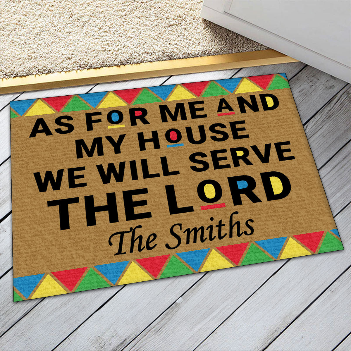 As For Me And My House We Will Serve The Lord - Personalized Doormat