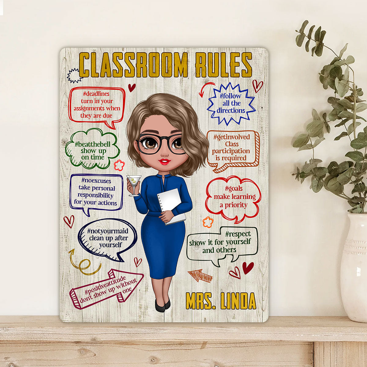 Classroom Rules - Personalized Wooden Sign FCDSTH806D