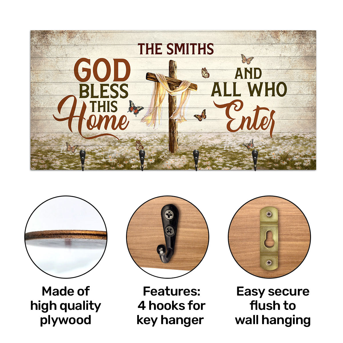 God Bless This Home - Personalized Key Holder FCUWKHCSLEM1750TA