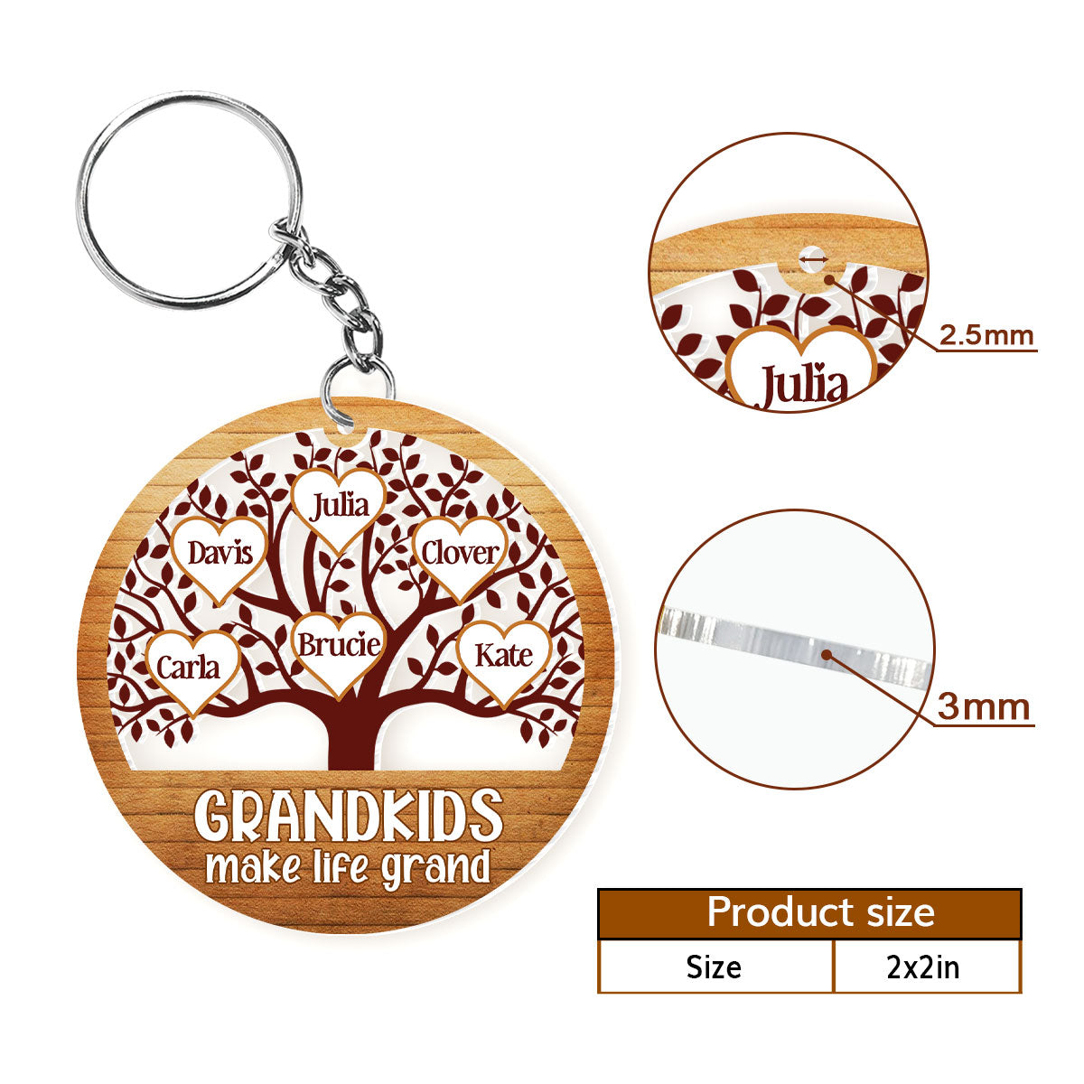 Grandkids Make Life Grand - Personalized Acrylic Keychain FCKCH890