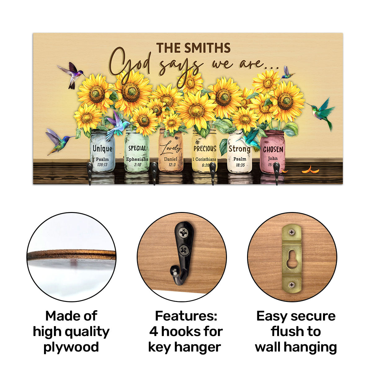 Sunflower God Says We Are - Personalized Key Holder FCUWKHCSLEPA1615L