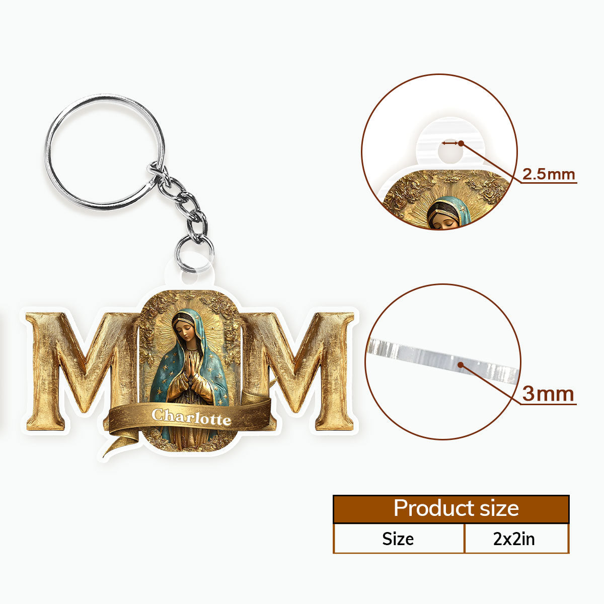 Faith Love Love Mother Mary - Personalized Acrylic Keychain