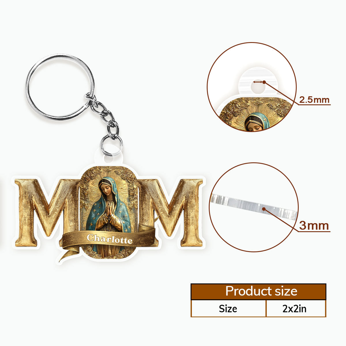 Faith Love Love Mother Mary - Personalized Acrylic Keychain