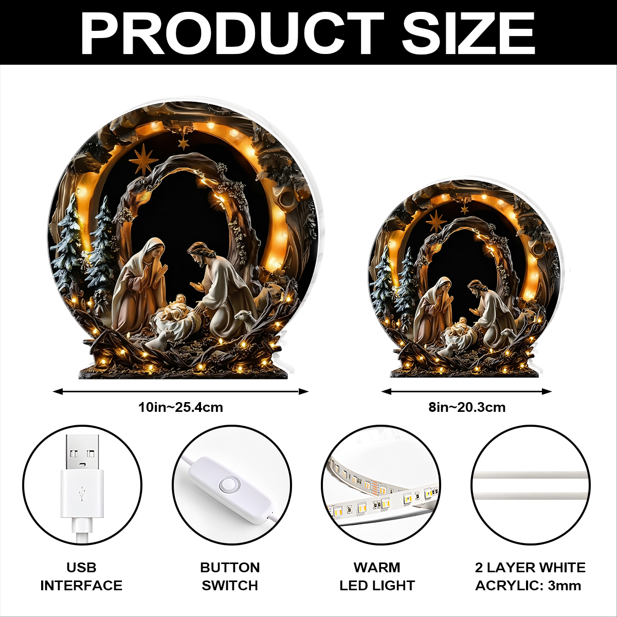 Holy Nativity Scene Christmas - Light Box