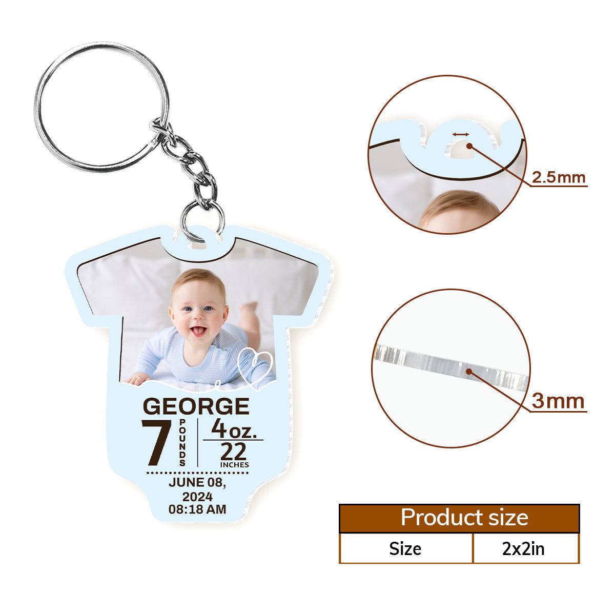 Cute Baby Bodysuit - Personalized Acrylic Keychain
