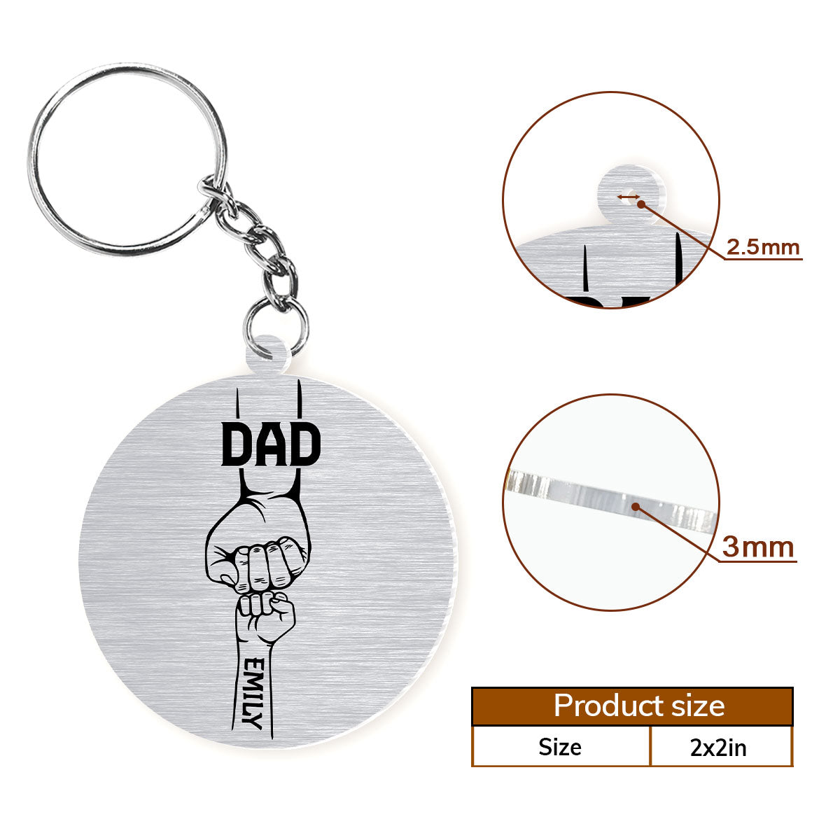 The World's Best Dad Strength And Courage - Personalized Acrylic Keychain FCKCM1061