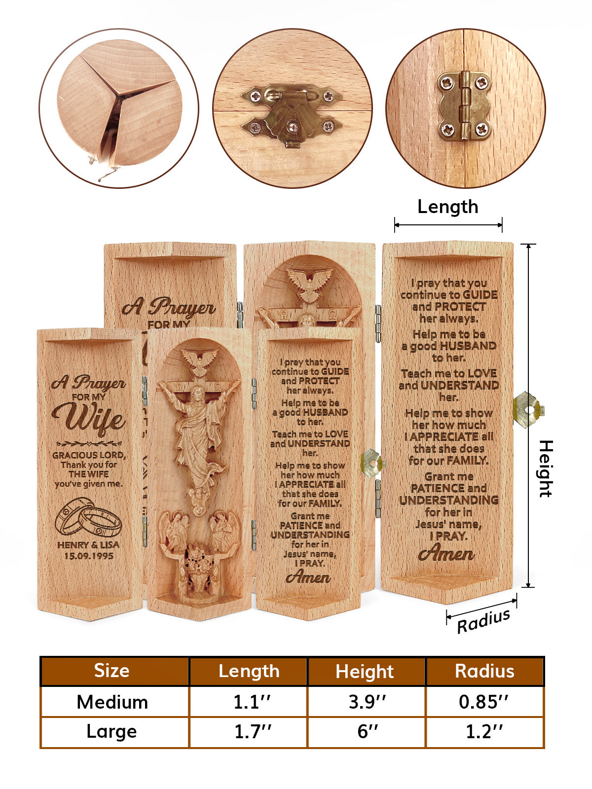 A Prayer For My Wife - Personalized Openable Wooden Cylinder Sculpture of Jesus Christ FCWJCLETN2695TA
