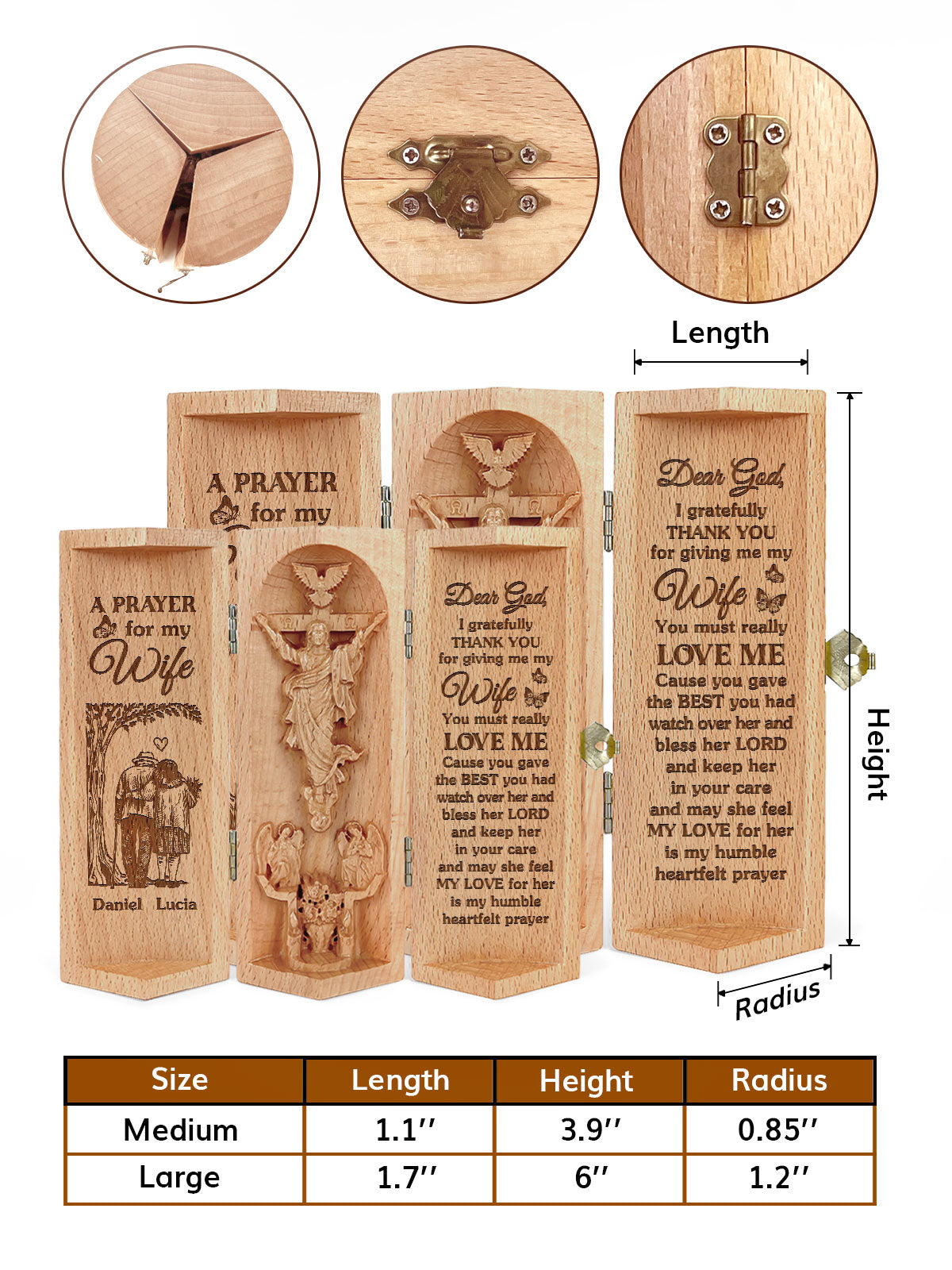 A Prayer Of Love - Personalized Wooden Cylinder Sculpture