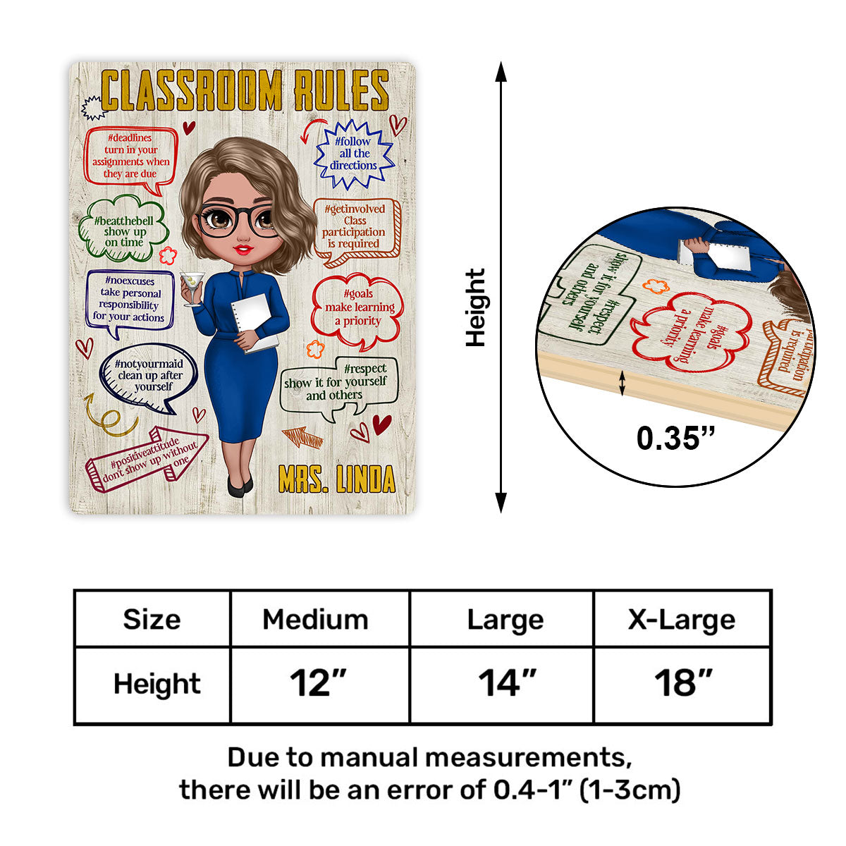 Classroom Rules - Personalized Wooden Sign FCDSTH806D