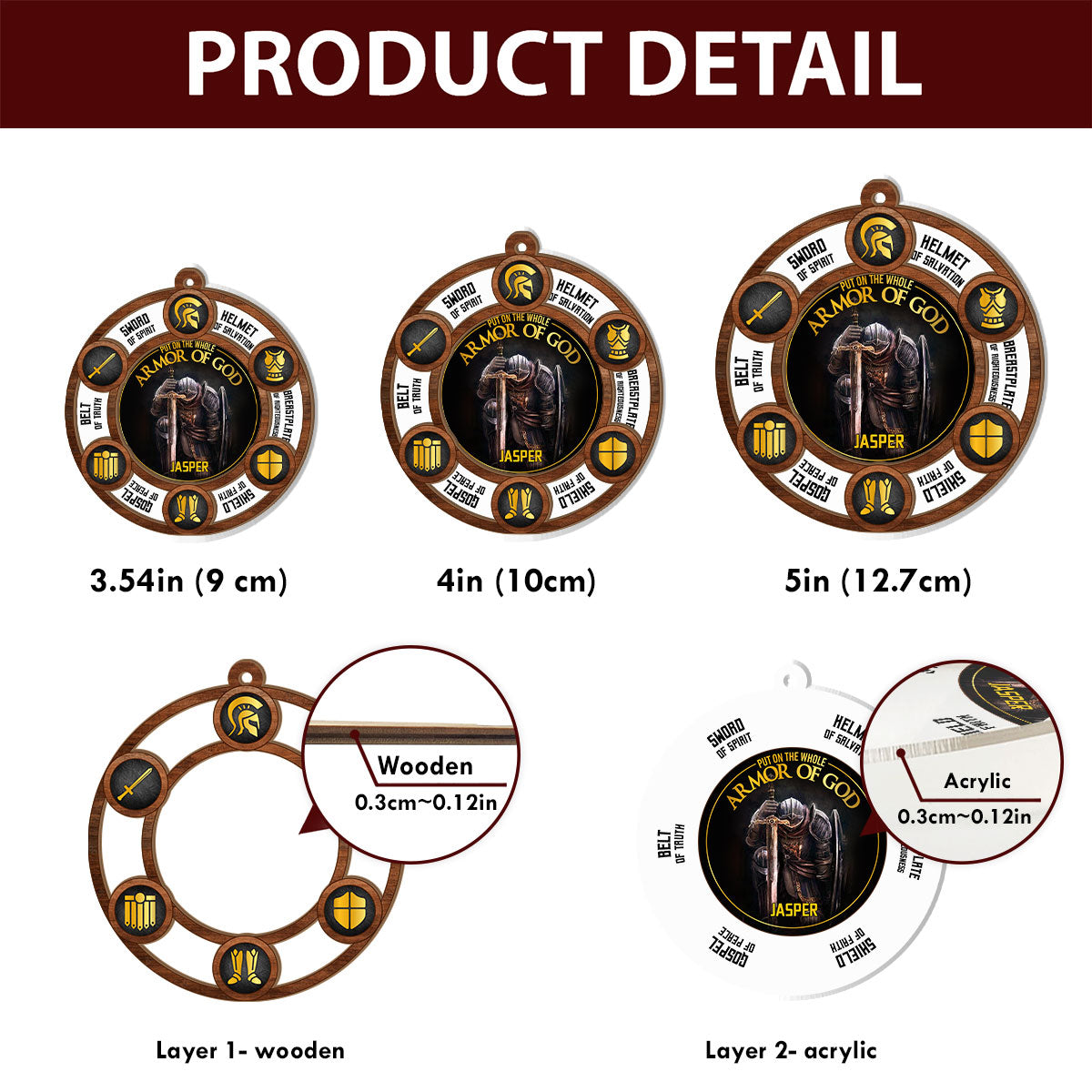 Armor of God - Personalized Wood & Acrylic Ornament FCWAOLEH1599M