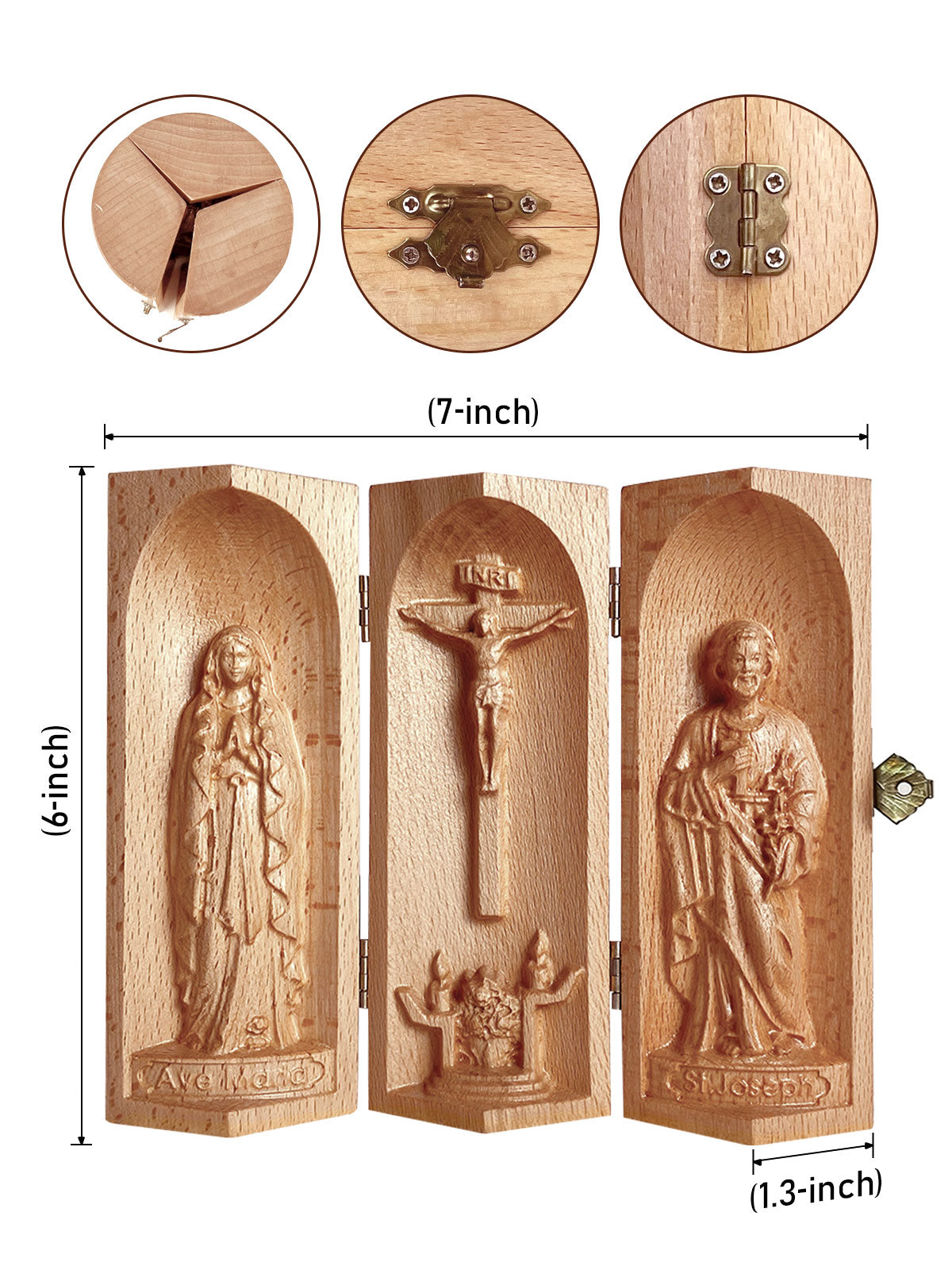 The Holy Family - Openable Wooden Cylinder Sculpture