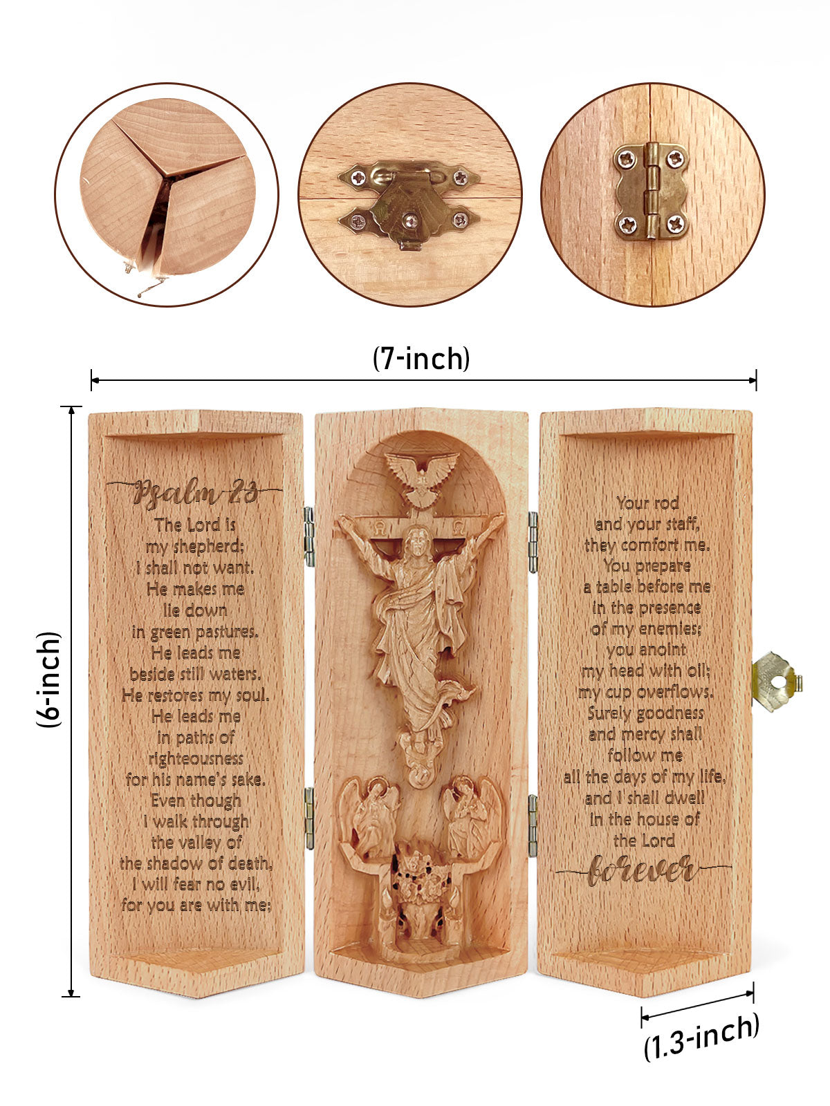 Psalm 23 - Openable Wooden Cylinder Sculpture of Jesus Christ