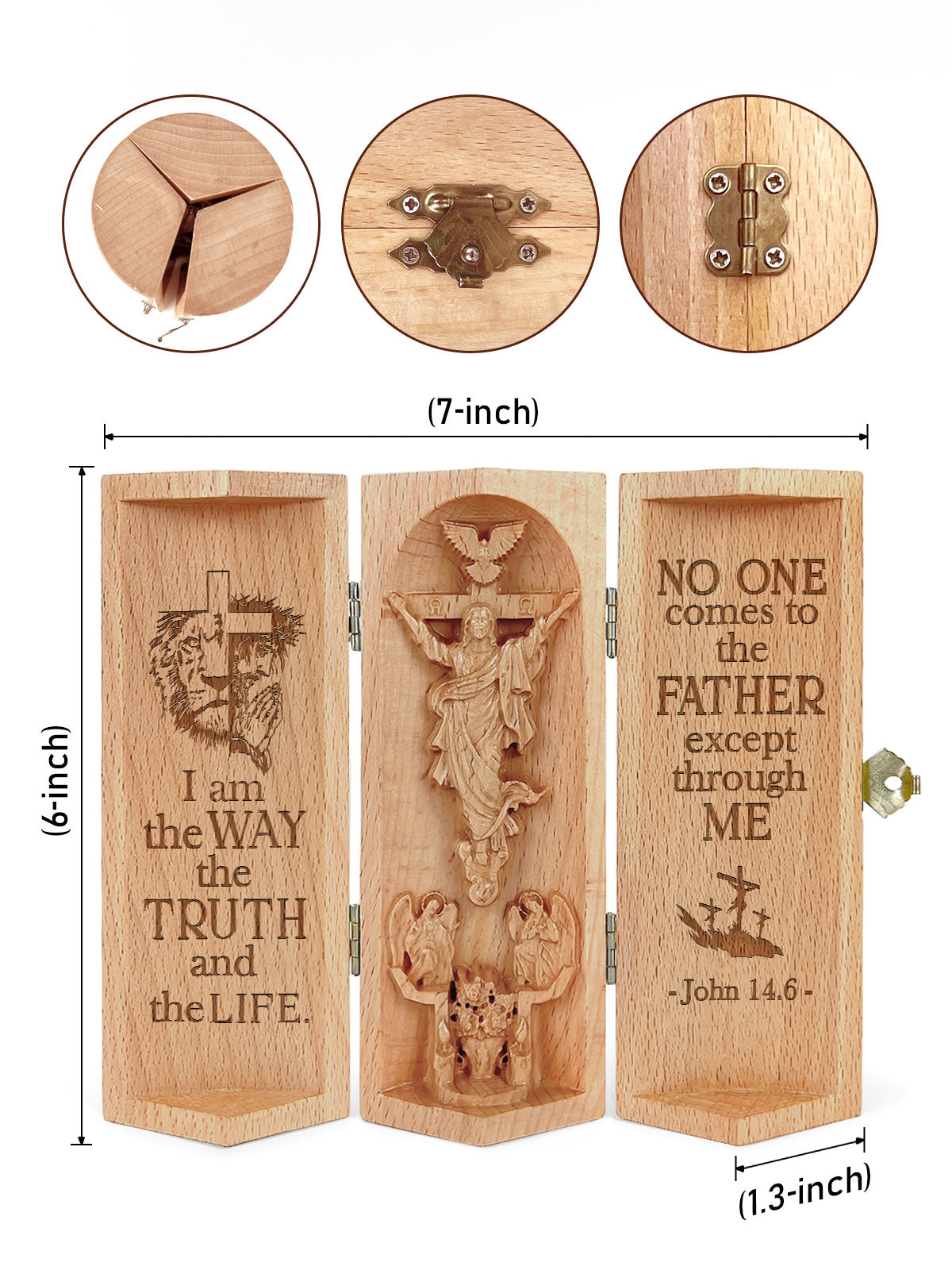 John 14:6 - Openable Wooden Cylinder Sculpture of Jesus Christ