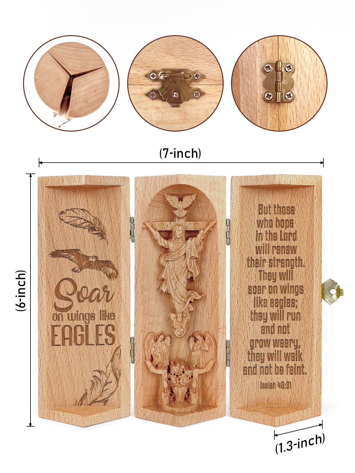 Isaiah 40:31 - Openable Wooden Cylinder Sculpture of Jesus Christ
