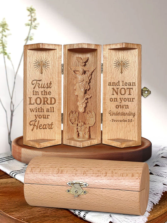 Keep Your Faith Close at All Times with the Openable Wooden Cylinder Sculpture of Jesus Christ