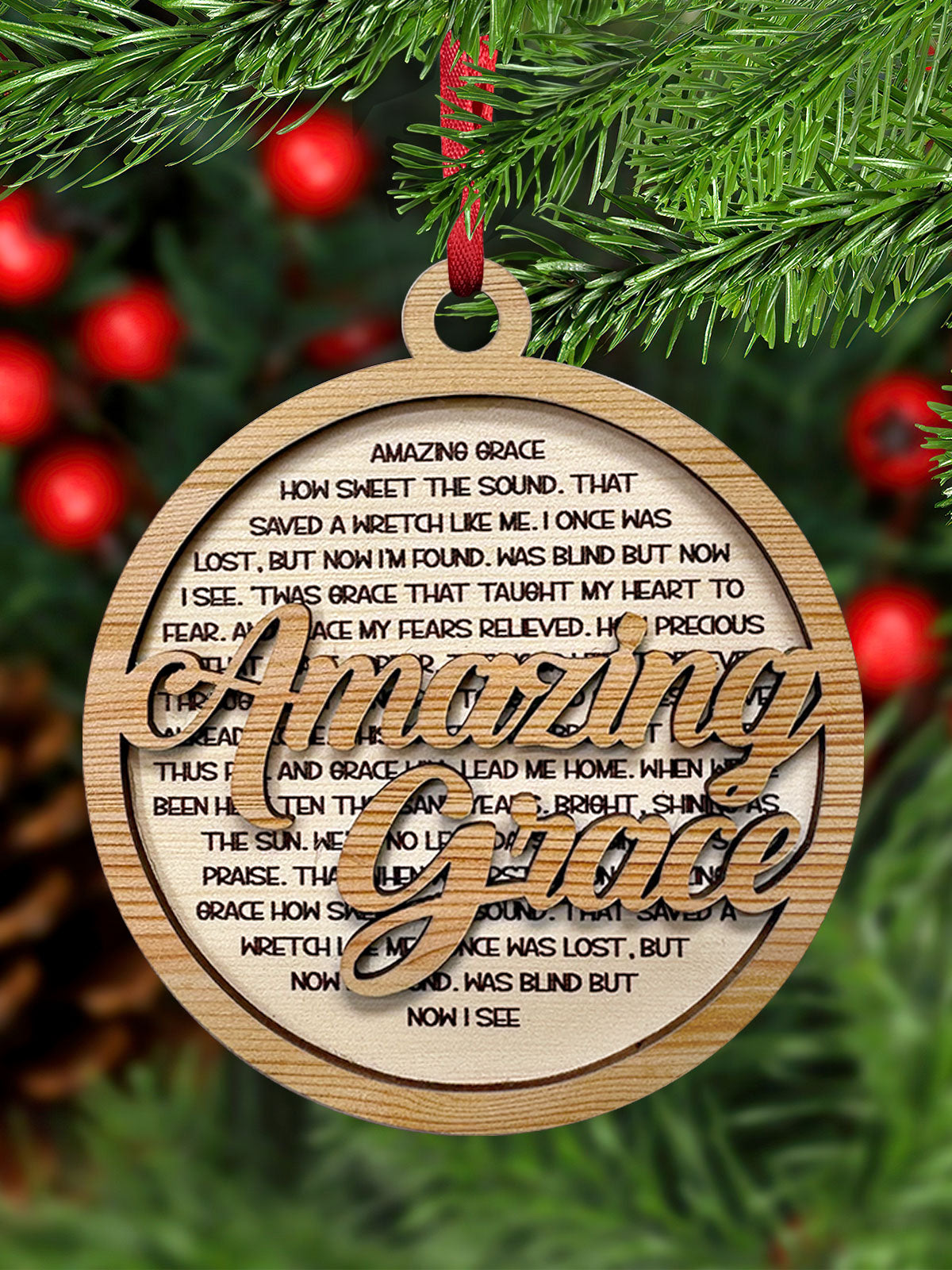 Amazing Grace - Two Layered Wood Ornament – FaithCorner