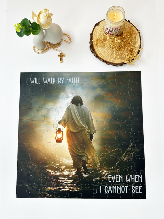 I Will Walk By Faith Even When I Cannot See - Square Jigsaw Puzzle JP134