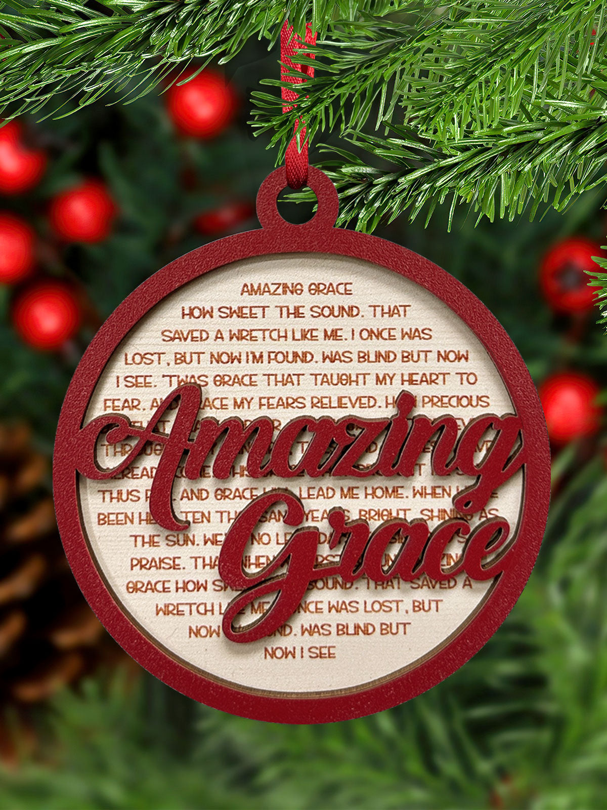 Amazing Grace - Two Layered Wood Ornament – FaithCorner