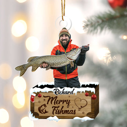 Merry Fishmas Fishing - Personalized 1-Side Acrylic Ornament FCACOLETN2288TA