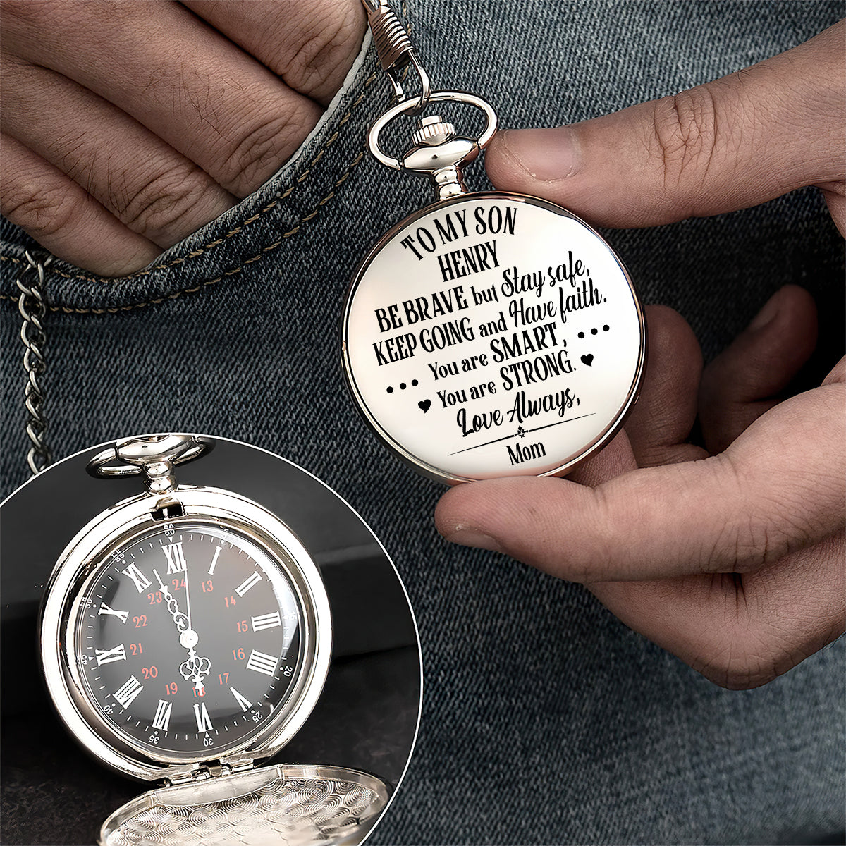 Courage Direction Love Keepsake - Personalized Pocket Watch