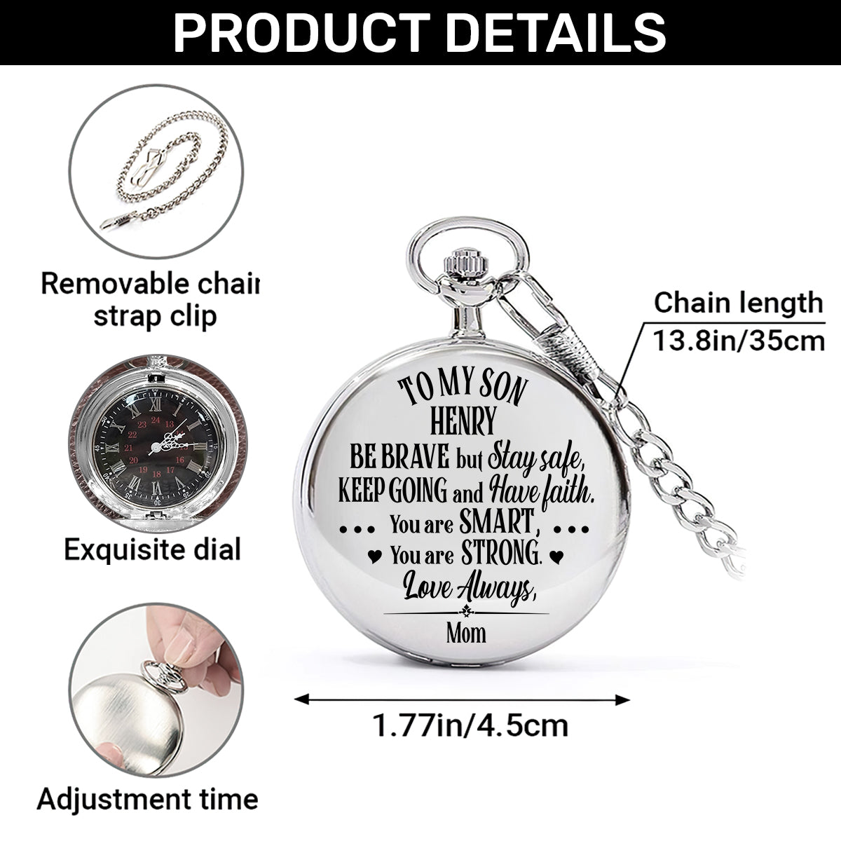 Courage Direction Love Keepsake - Personalized Pocket Watch