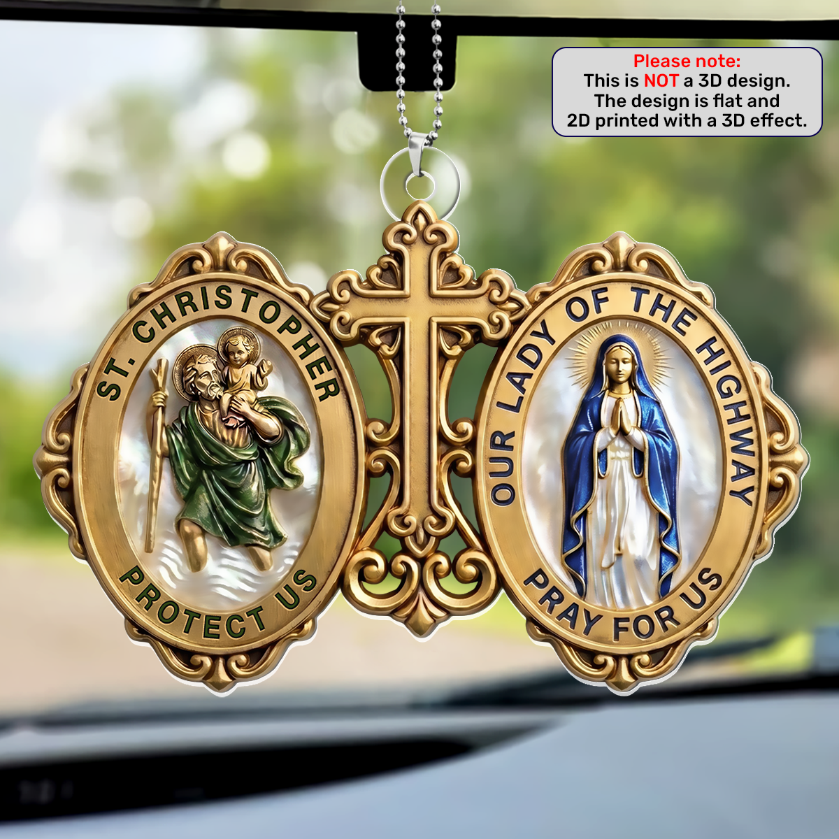 St. Christopher & Mary Protection -  Car Acrylic Hanging Ornament