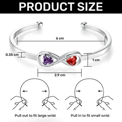 I Love You Forever And Always - Personalized Infinity Cuff Bracelet with Birthstones